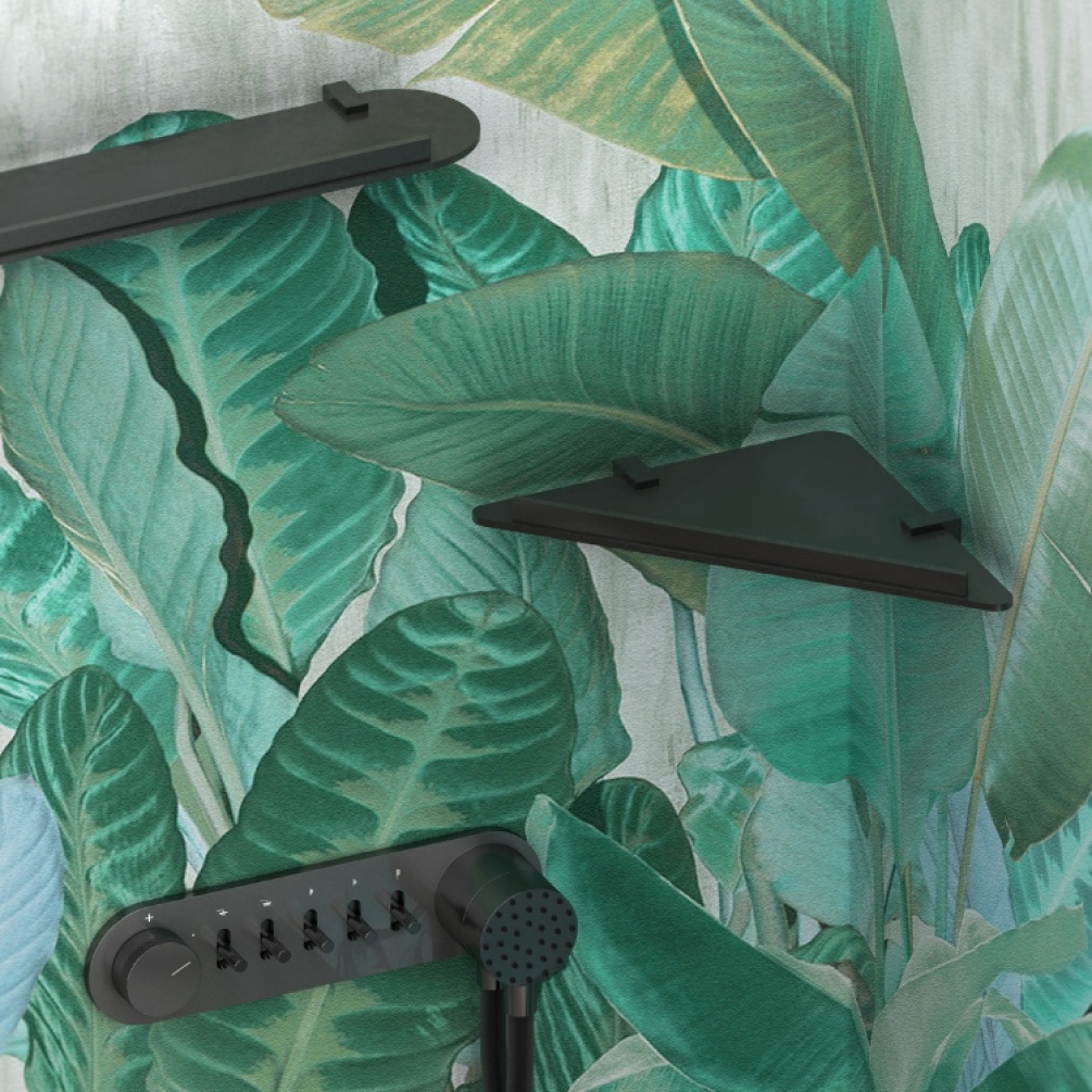 Product Lifestyle image of the Origins Living Hudson Black Metal Shelf